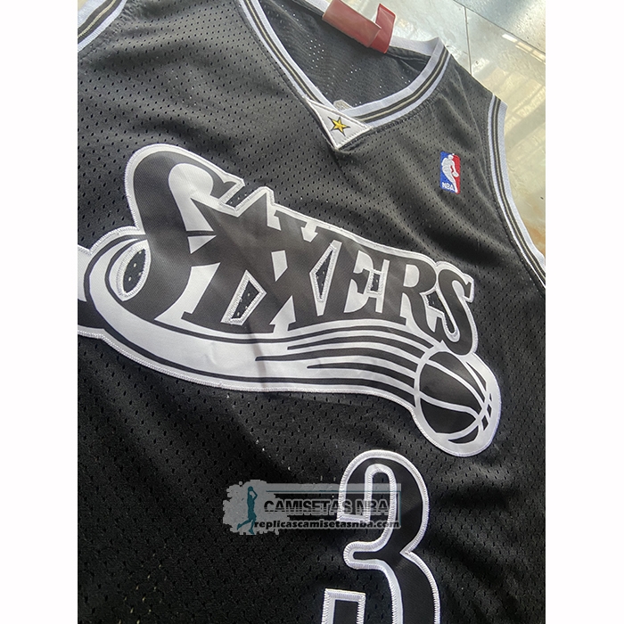 Camiseta Philadelphia 76ers Allen Iverson NO 3 Mitchell & Ness 1997-98 Negro2